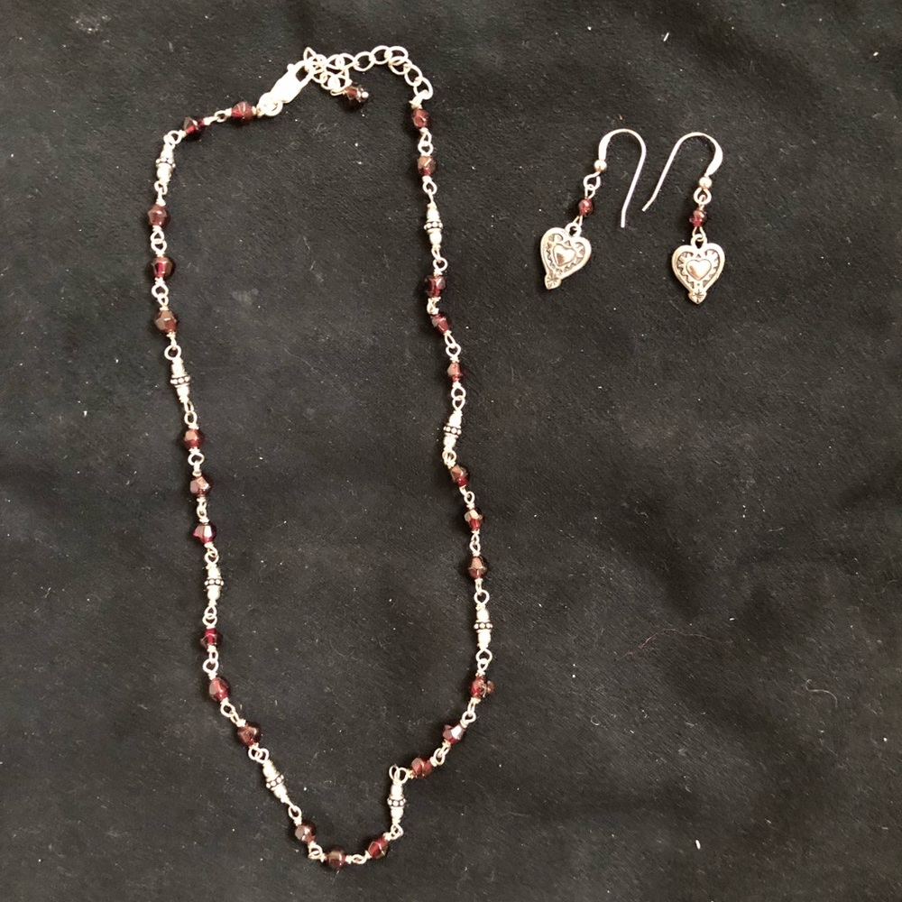 Silpada sterling silver & garnet set